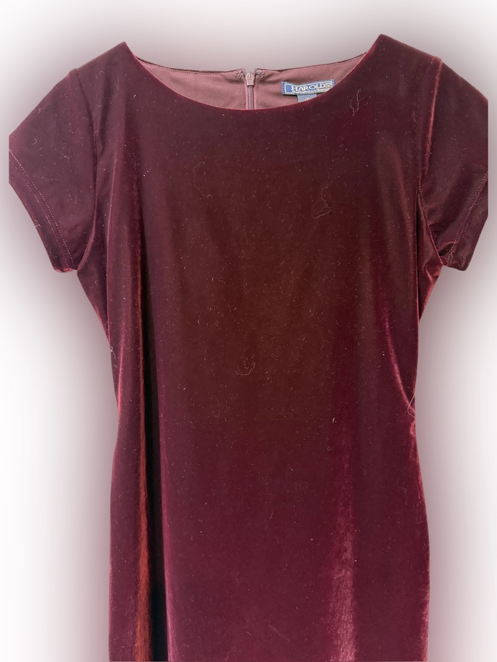 Harold's Wine Velvet Short Sleeve Dress size 4